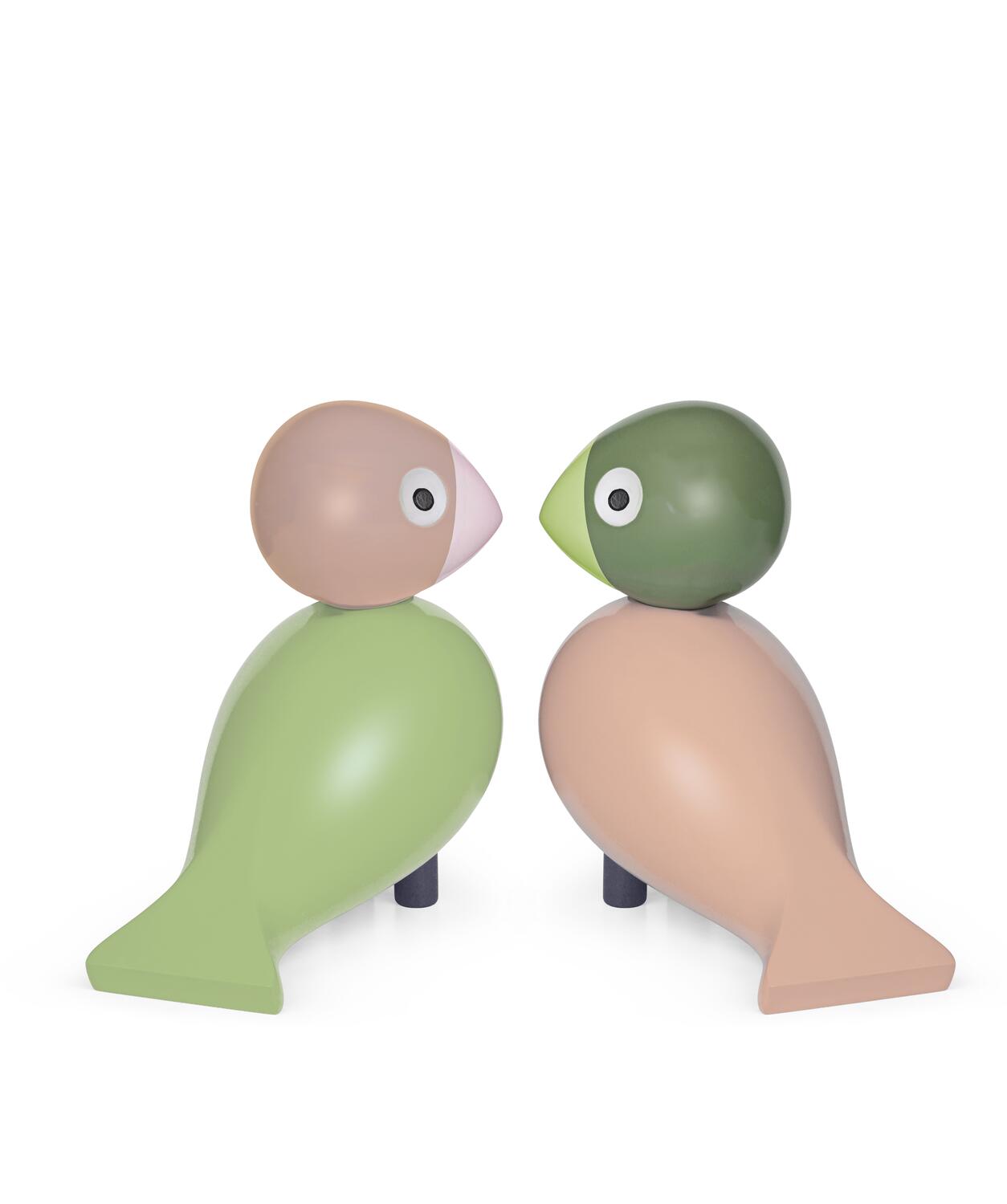 Turtelduer, grøn/rosa - 2 stk.